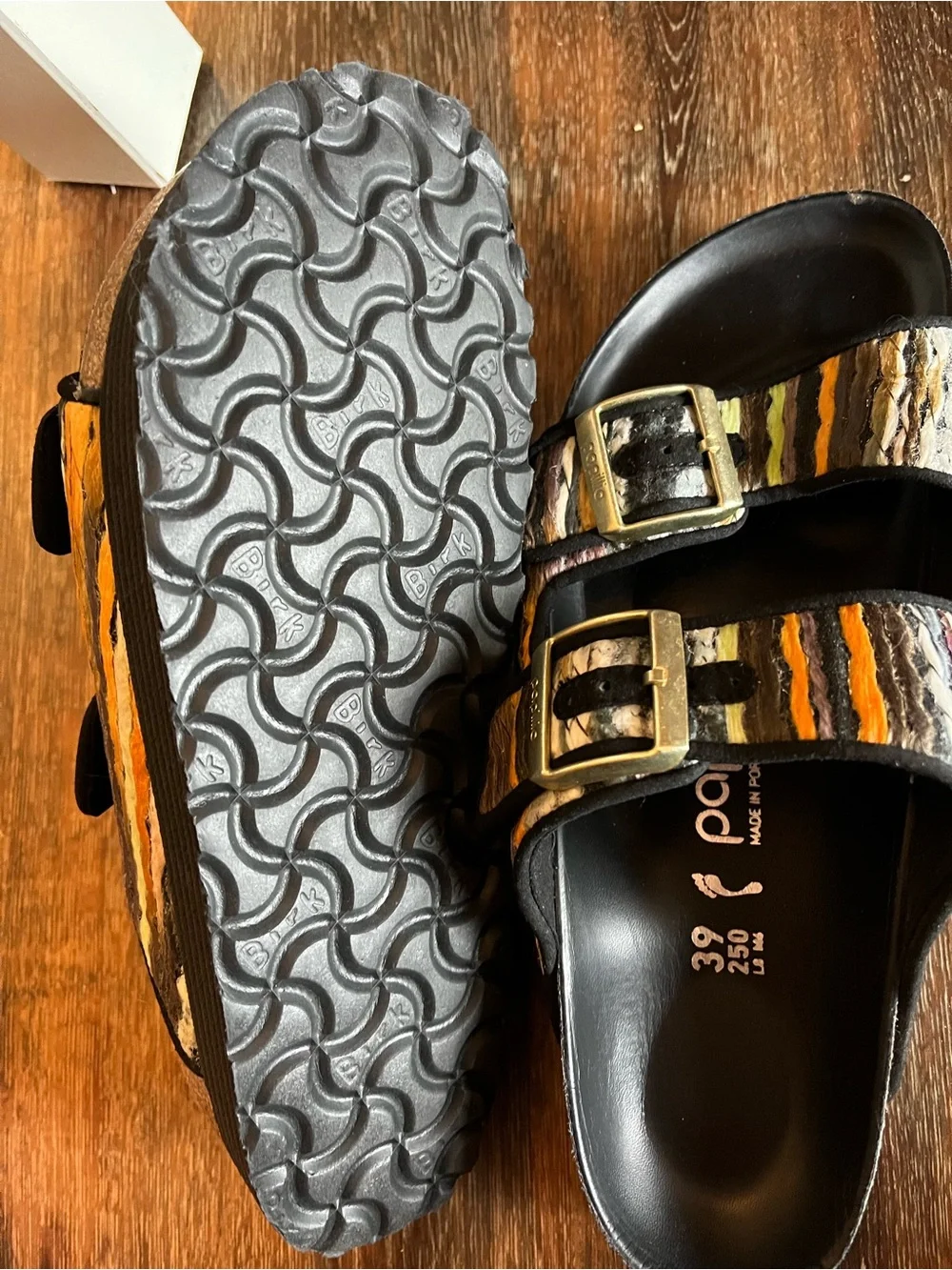 Super cute Birkenstock Multicolor Striped Slides (Papillio by Birkenstock)